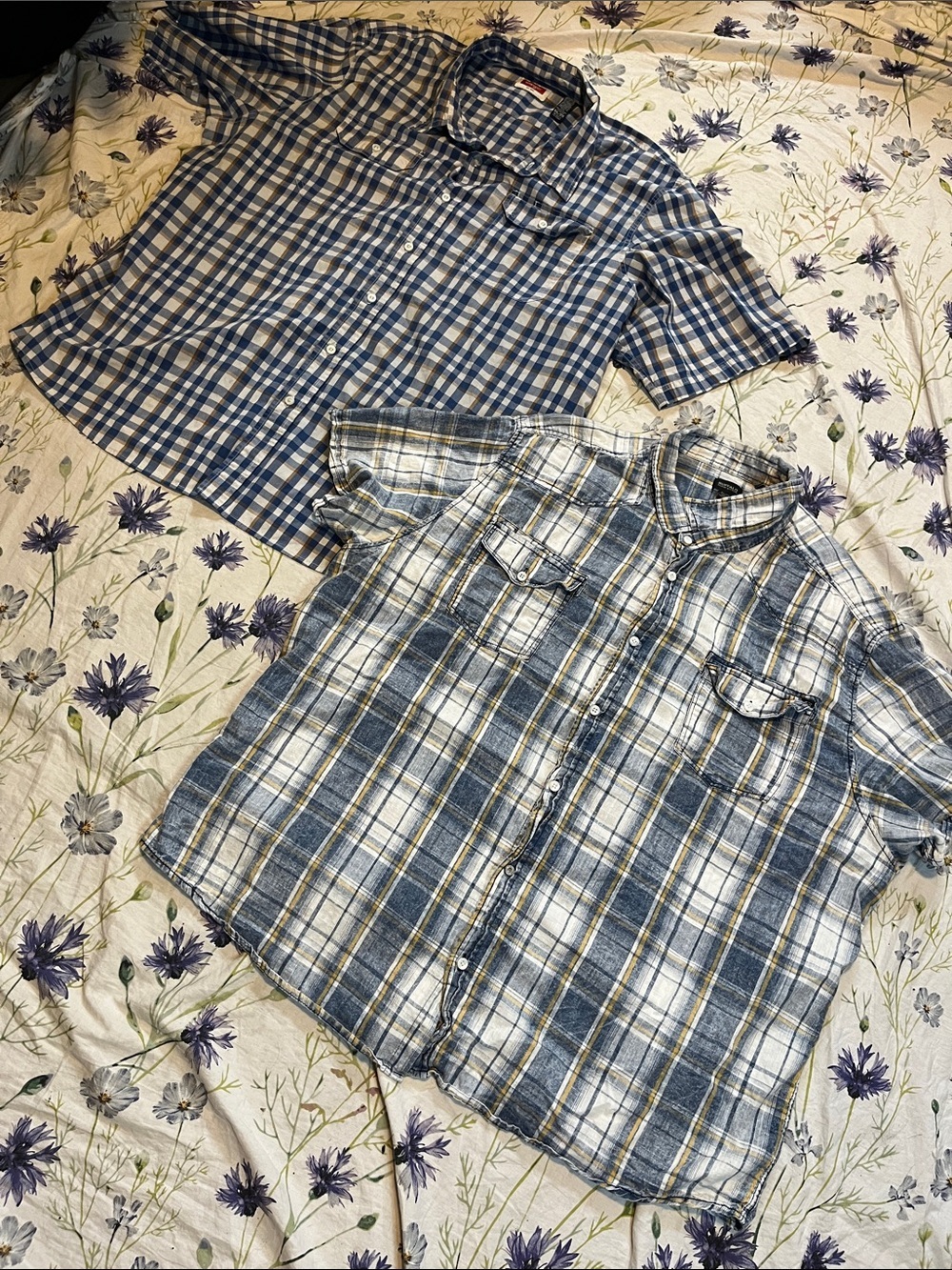 Buffalo David Bitton Blue and White Plaid Short-Sleeve Button-Down Shirt